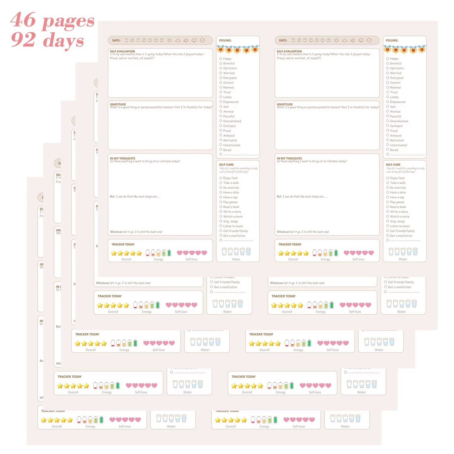 Mental Health Journal:92 Days to Track Your Moods, Intentions, Original Mental Health Daily for Self-Care & Healing