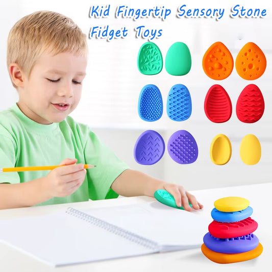 6PCS Soft Worry Stone Fidget Toy Autism Kid Calming Sensory Stone Fidgeting Stress Fingers Activity Toy Adults Anxiety Relieftoy