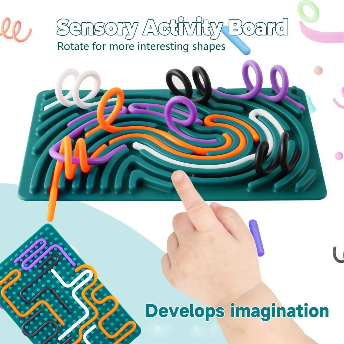 Sensory Activity Board, Silicone Calm down Toy, Stress, Silent, Mindfulness for Kids 3+ Anxiety Relief, Sensory Board