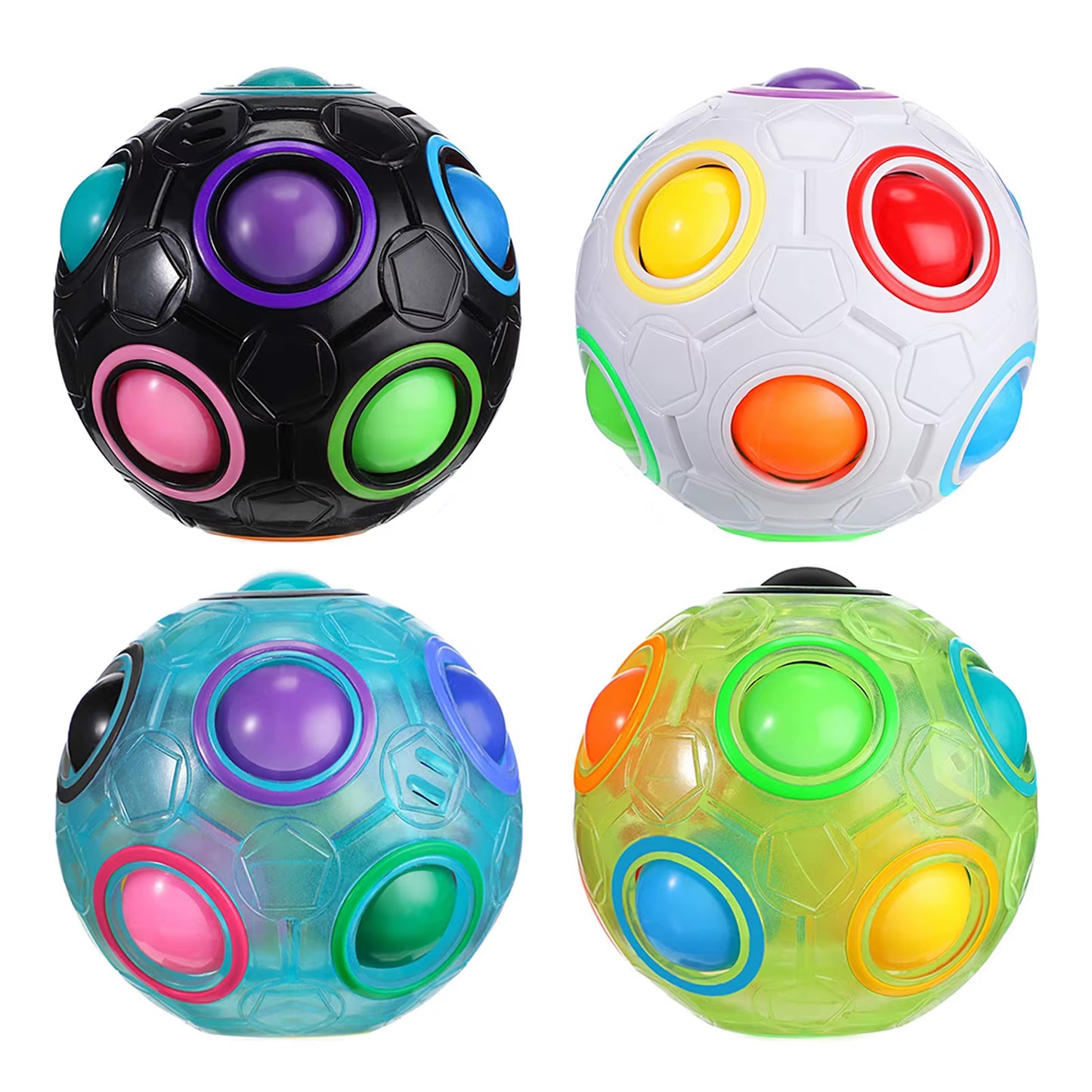 Rainbow Ball Puzzle Magic Cube Football Fidget Toy Luminous 3D Brain Teasers anti Stress Relief Educational Game for Kids Adults