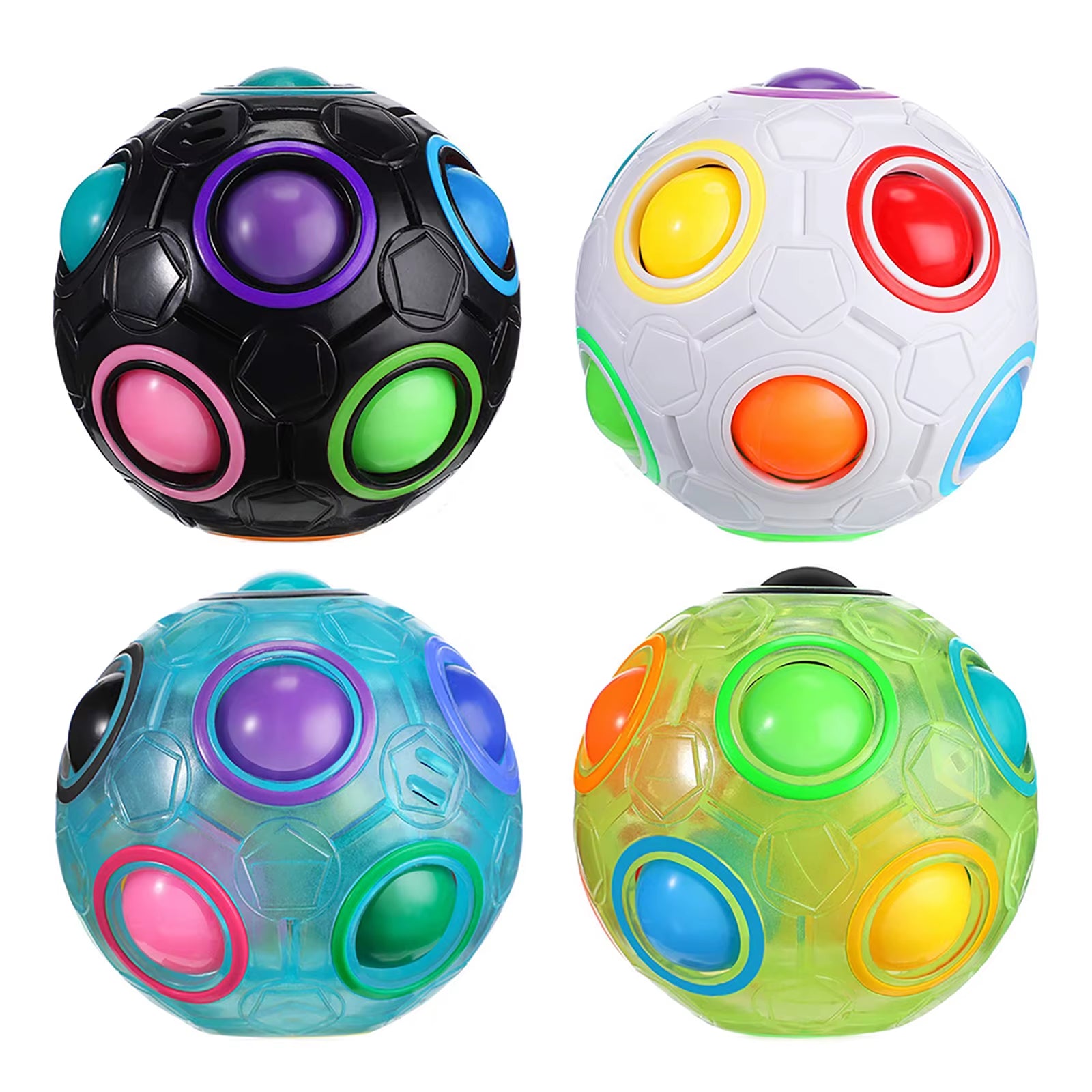 Rainbow Ball Puzzle Magic Cube Football Fidget Toy Luminous 3D Brain Teasers anti Stress Relief Educational Game for Kids Adults