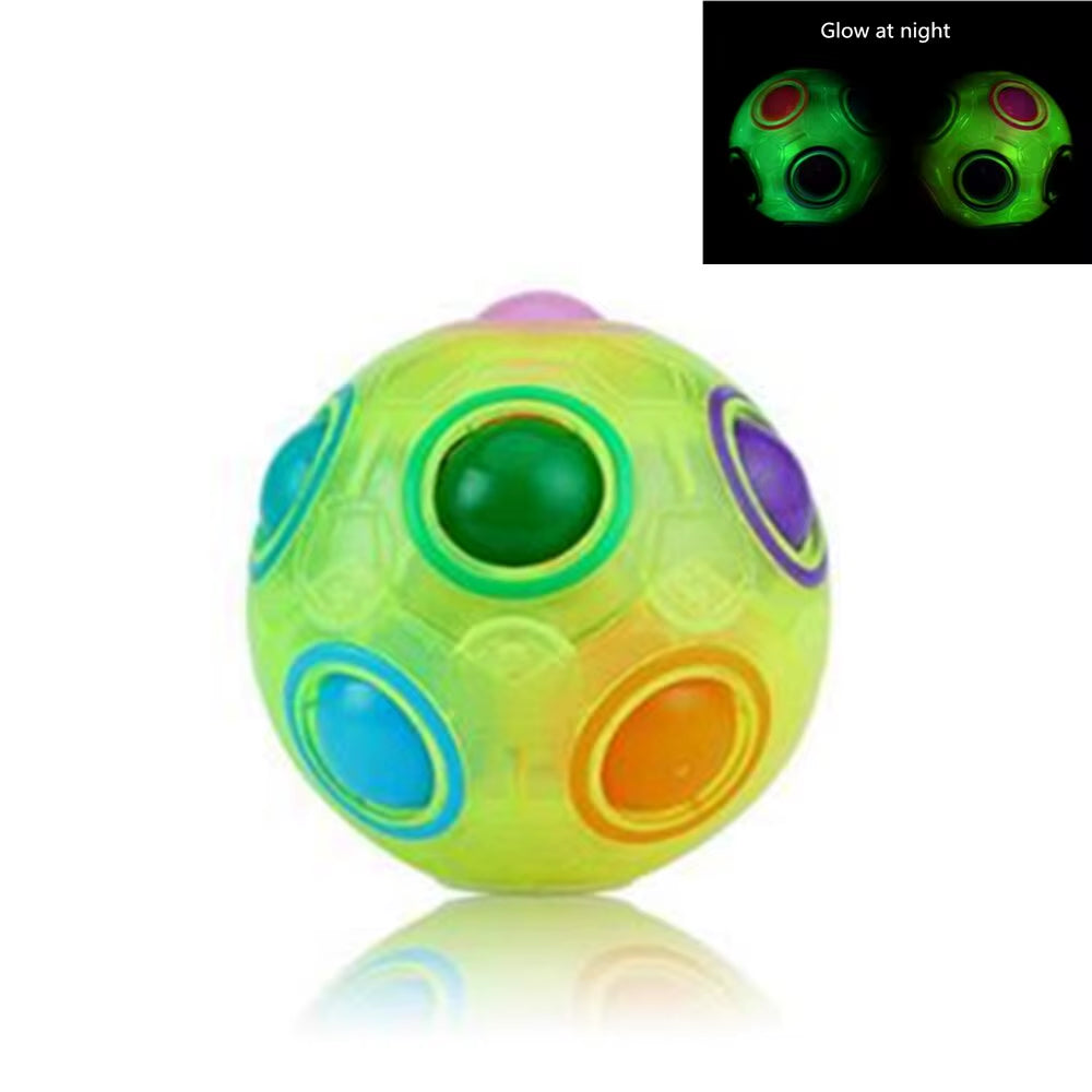 Rainbow Ball Puzzle Magic Cube Football Fidget Toy Luminous 3D Brain Teasers anti Stress Relief Educational Game for Kids Adults