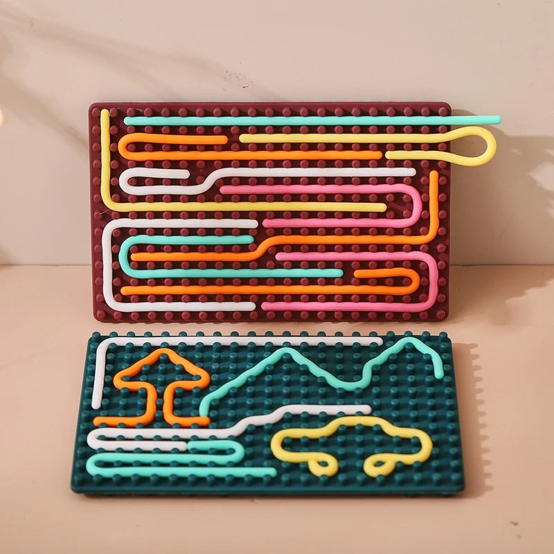 Silicone Montessori Toys Sensory Activity Board Calming Fidget Toys Silent Mindfulness for Kids Anxiety Relief Sensory Board