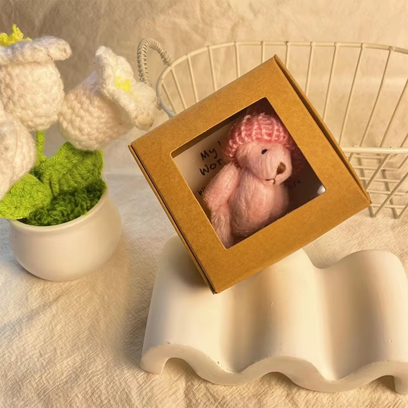 Handmade Mini Plush Bear Little Bear in a Box, My Little Worry Bears, Mini Pocket Bears Hug Plush with Emotional Uplifting,