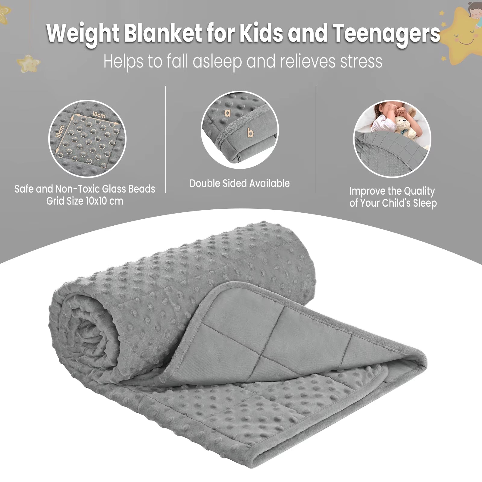 Weighted Blanket for Kids Teenagers Double Sided Heavy Blanket Reduce Stress Relaxation Therapeutic Sleeping Blanket