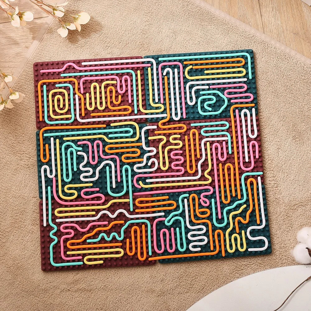 Silicone Montessori Toys Sensory Activity Board Calming Fidget Toys Silent Mindfulness for Kids Anxiety Relief Sensory Board