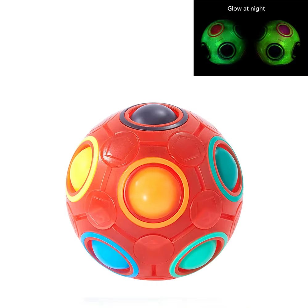 Rainbow Ball Puzzle Magic Cube Football Fidget Toy Luminous 3D Brain Teasers anti Stress Relief Educational Game for Kids Adults