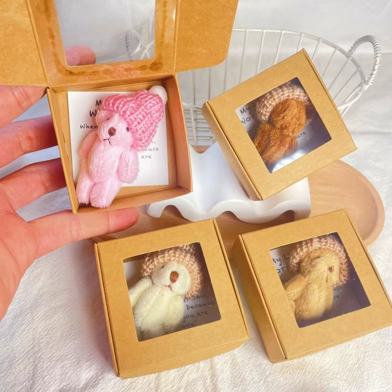 Handmade Mini Plush Bear Little Bear in a Box, My Little Worry Bears, Mini Pocket Bears Hug Plush with Emotional Uplifting,