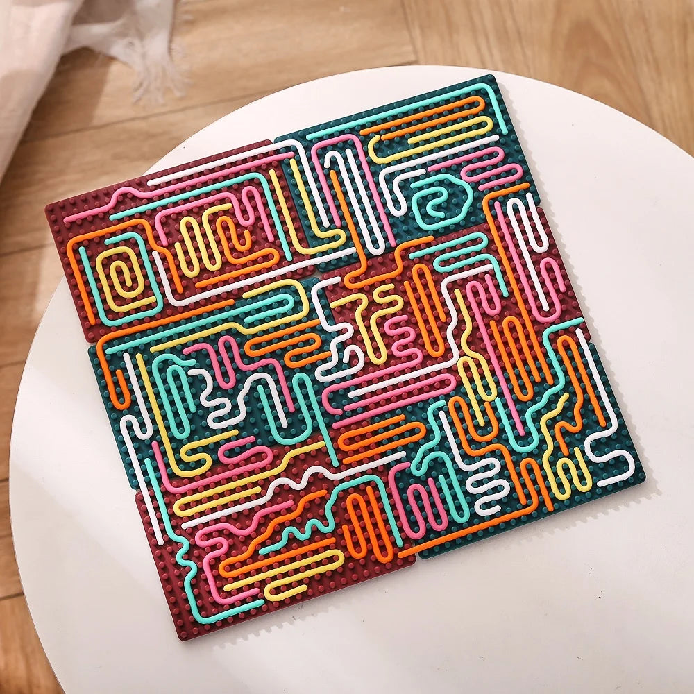 Silicone Montessori Toys Sensory Activity Board Calming Fidget Toys Silent Mindfulness for Kids Anxiety Relief Sensory Board