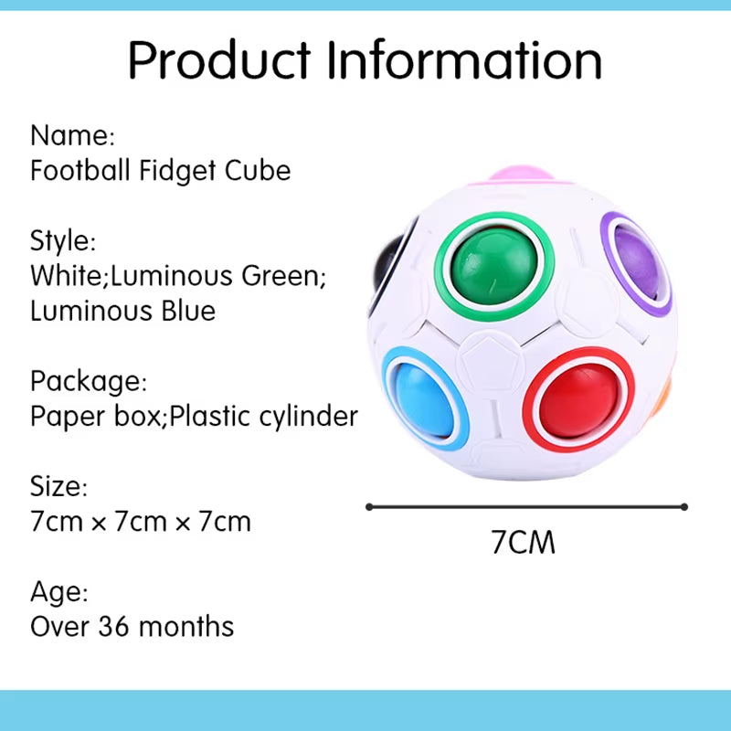 Rainbow Ball Puzzle Magic Cube Football Fidget Toy Luminous 3D Brain Teasers anti Stress Relief Educational Game for Kids Adults
