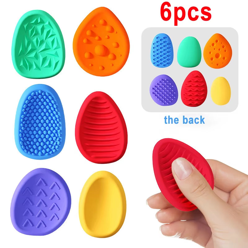 6PCS Soft Worry Stone Fidget Toy Autism Kid Calming Sensory Stone Fidgeting Stress Fingers Activity Toy Adults Anxiety Relieftoy