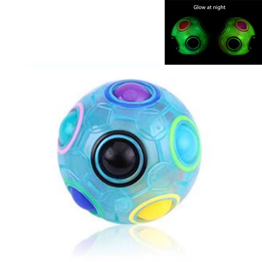 Rainbow Ball Puzzle Magic Cube Football Fidget Toy Luminous 3D Brain Teasers anti Stress Relief Educational Game for Kids Adults