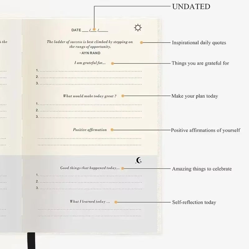 Hardcover & Mindfulness Size Five Minute Gratitude Manifestation Journal Daily Diary for Reflection Notebook The