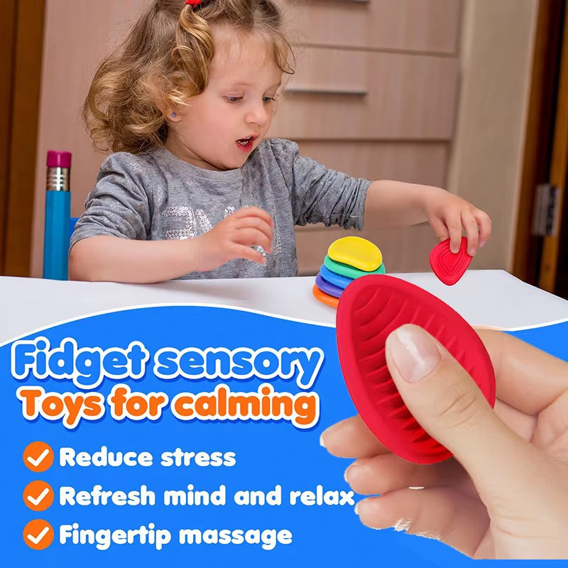 6PCS Soft Worry Stone Fidget Toy Autism Kid Calming Sensory Stone Fidgeting Stress Fingers Activity Toy Adults Anxiety Relieftoy