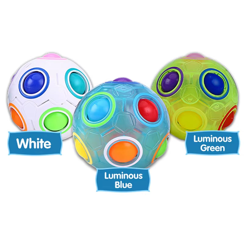 Rainbow Ball Puzzle Magic Cube Football Fidget Toy Luminous 3D Brain Teasers anti Stress Relief Educational Game for Kids Adults