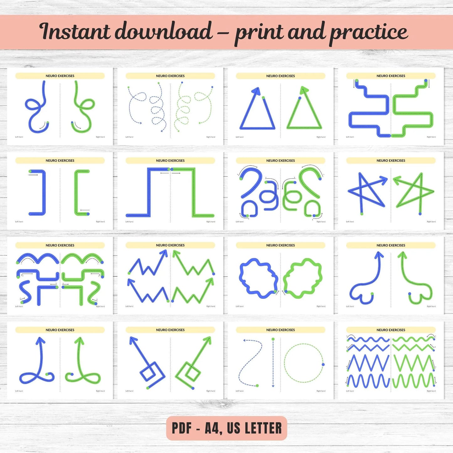Dual Hand Tracing Worksheets PDF | 90 Brain Gym Pages for Kids | Fine Motor Skills & Focus Activities | Hand-Eye Coordination Exercise