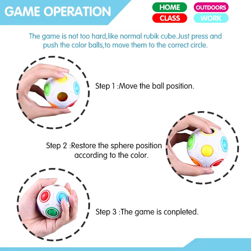 Rainbow Ball Puzzle Magic Cube Football Fidget Toy Luminous 3D Brain Teasers anti Stress Relief Educational Game for Kids Adults