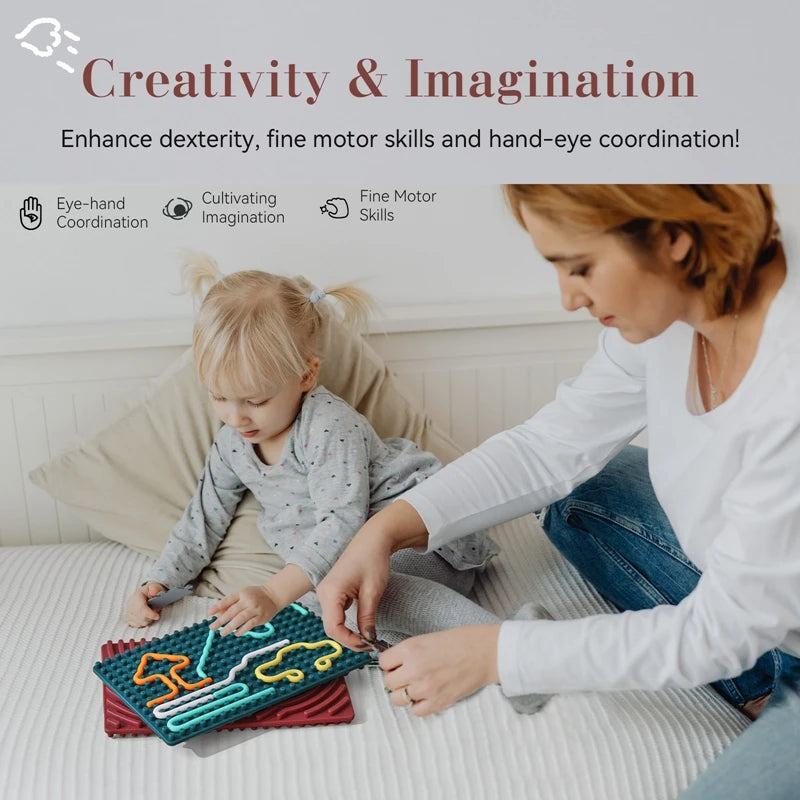 Silicone Montessori Toys Sensory Activity Board Calming Fidget Toys Silent Mindfulness for Kids Anxiety Relief Sensory Board