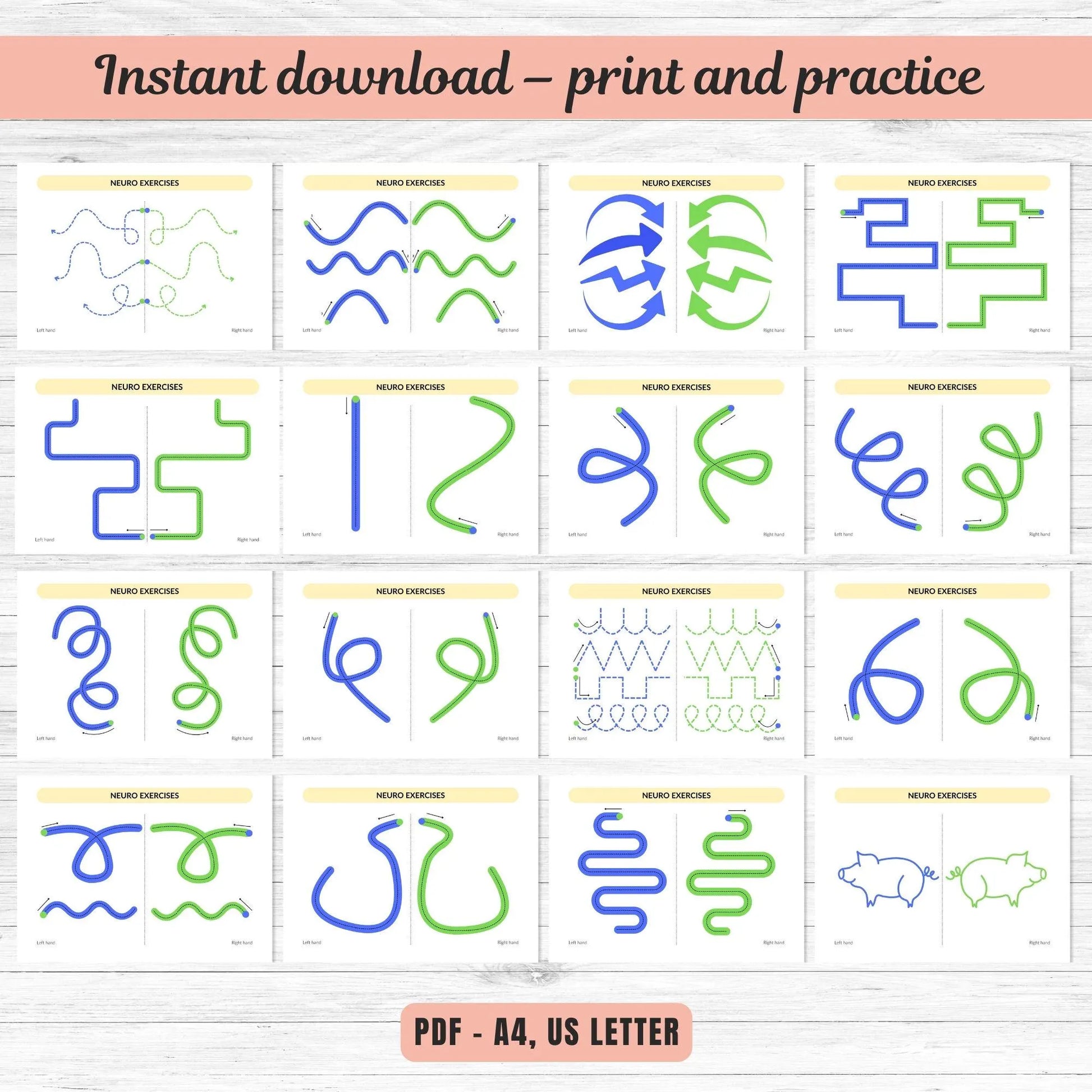 Dual Hand Tracing Worksheets PDF | 90 Brain Gym Pages for Kids | Fine Motor Skills & Focus Activities | Hand-Eye Coordination Exercise