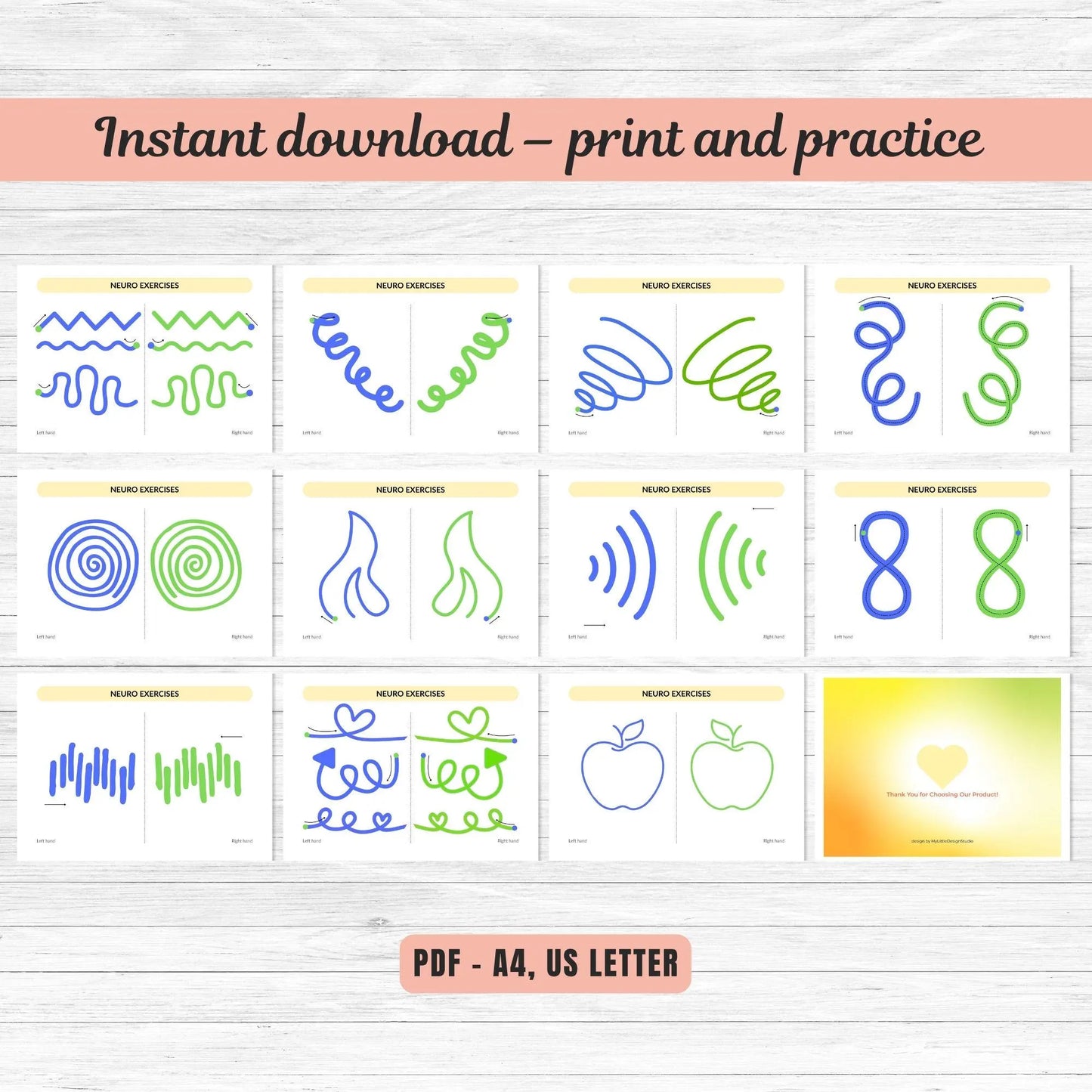 Dual Hand Tracing Worksheets PDF | 90 Brain Gym Pages for Kids | Fine Motor Skills & Focus Activities | Hand-Eye Coordination Exercise
