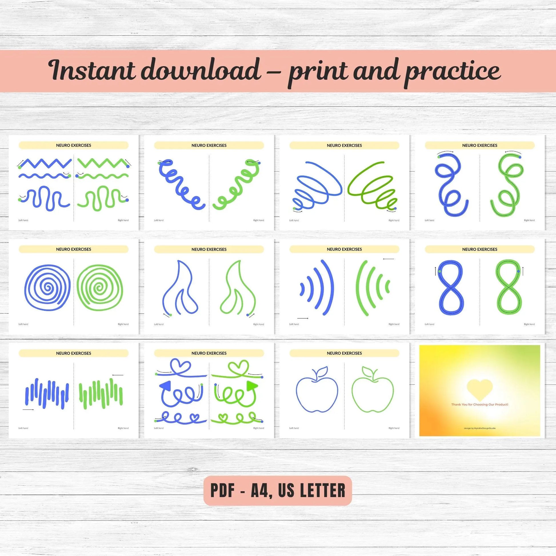 Dual Hand Tracing Worksheets PDF | 90 Brain Gym Pages for Kids | Fine Motor Skills & Focus Activities | Hand-Eye Coordination Exercise