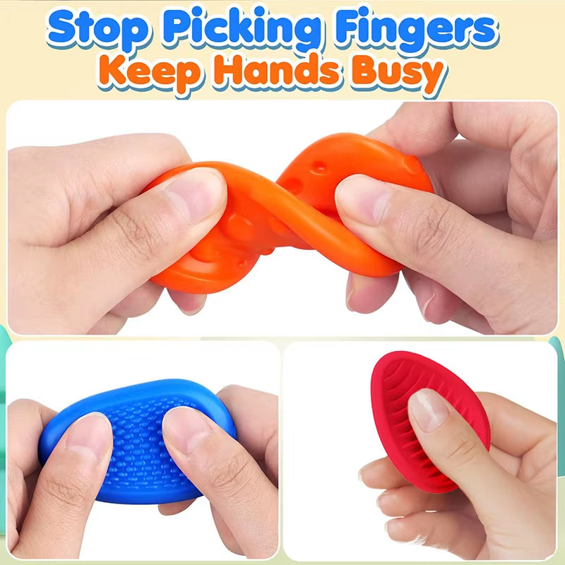 6PCS Soft Worry Stone Fidget Toy Autism Kid Calming Sensory Stone Fidgeting Stress Fingers Activity Toy Adults Anxiety Relieftoy
