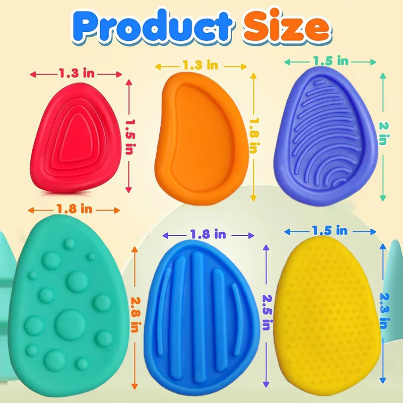 6PCS Soft Worry Stone Fidget Toy Autism Kid Calming Sensory Stone Fidgeting Stress Fingers Activity Toy Adults Anxiety Relieftoy