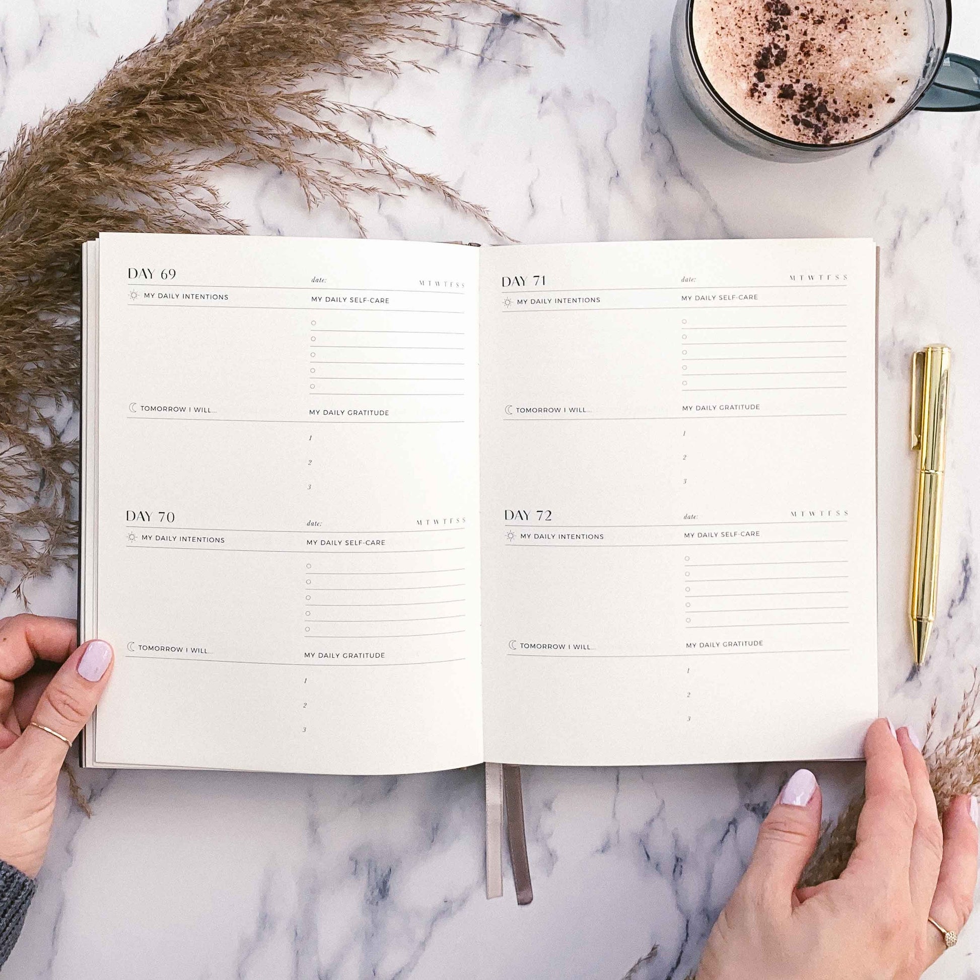 Almond Self-Care Journal – Daily Wellness, Gratitude & Sticker Sheets